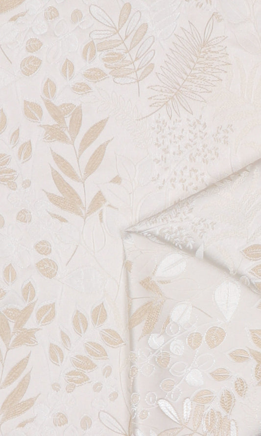 Botanical Home Décor Fabric Sample (White/ Ivory)