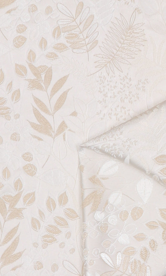 Botanical Home Décor Fabric By the Metre (White/ Ivory)