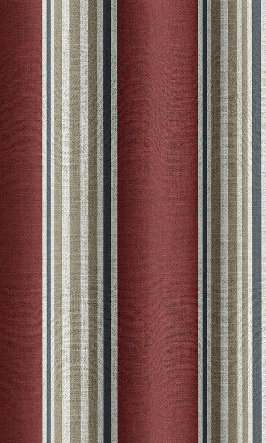 Custom Striped Roman Shades (Deep Red/ Beige)