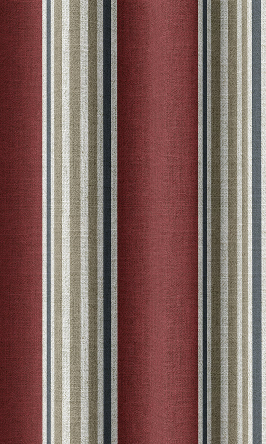 Custom Striped Home Décor Fabric By the Metre (Deep Red/ Beige)