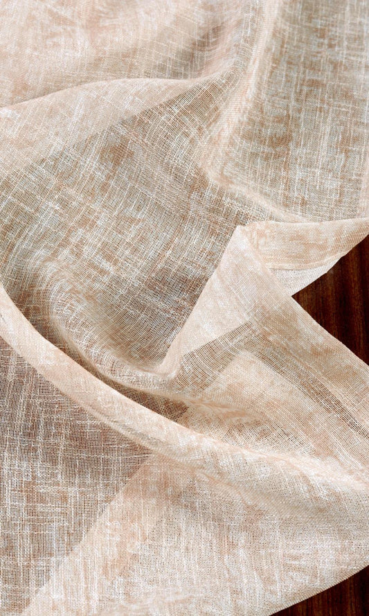 Textured Sheer Home Décor Fabric By the Metre (Salmon Pink/ Peach Orange)