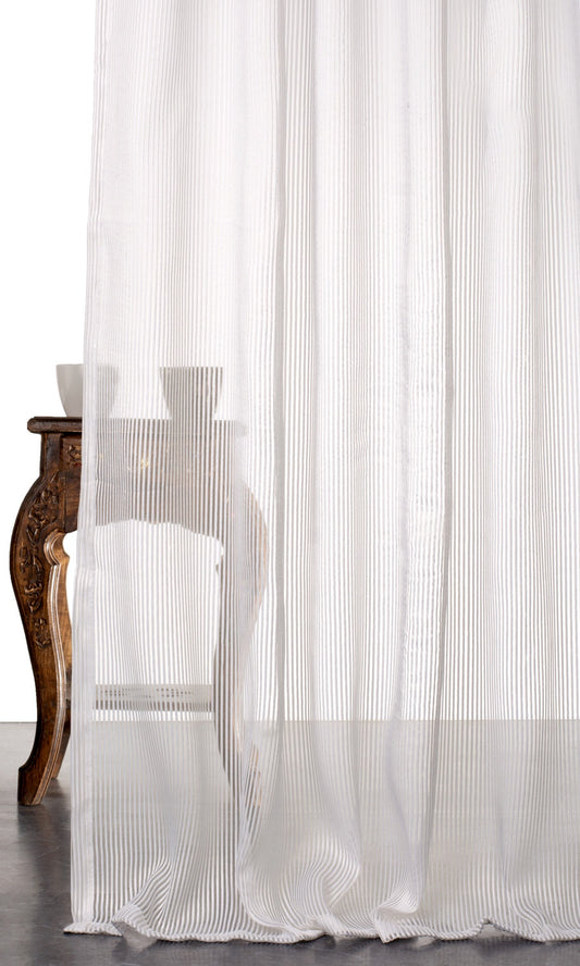 Striped Sheer Window Blinds (White)