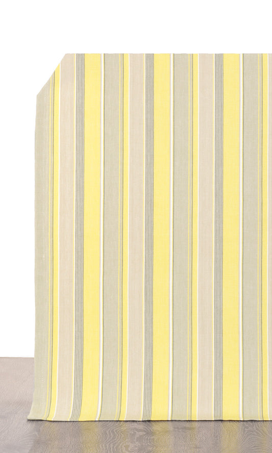 Striped Window Home Décor Fabric By the Metre (Yellow/ Gray/ White)