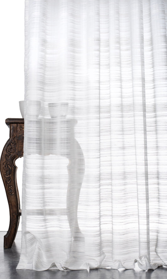 Striped Sheer Roman Shades (White)