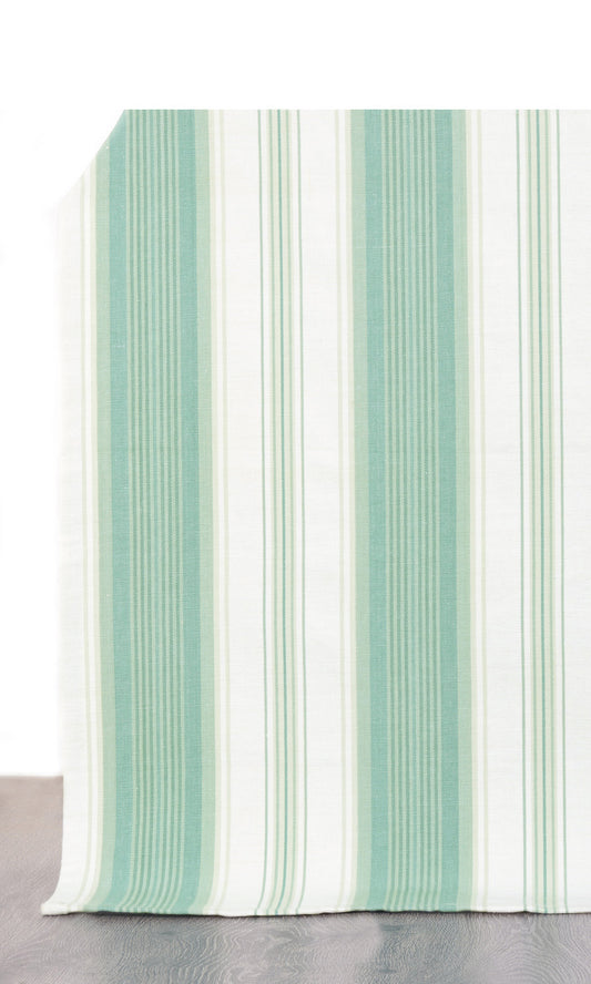 Striped Home Décor Fabric Sample (Sea Green/ Seafoam Green/ Foam White)