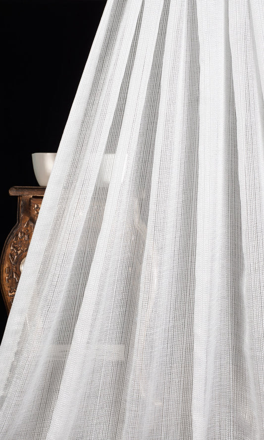 Textured Striped Sheer Roman Blinds (White)