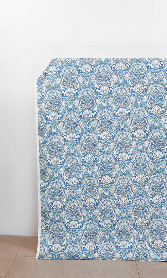 Fleur De Lis Print Home Décor Fabric By the Metre (Blue)