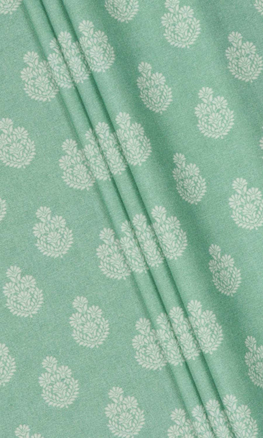 Floral Cotton Window Blinds (Sea Green)