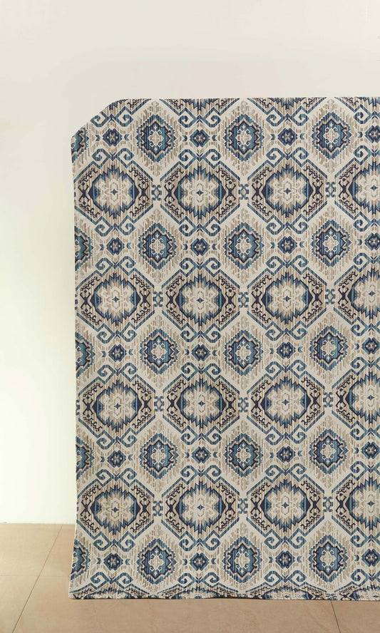 Bespoke Home Décor Fabric Sample (Pale Beige/ Sky Blue/ Navy Blue)