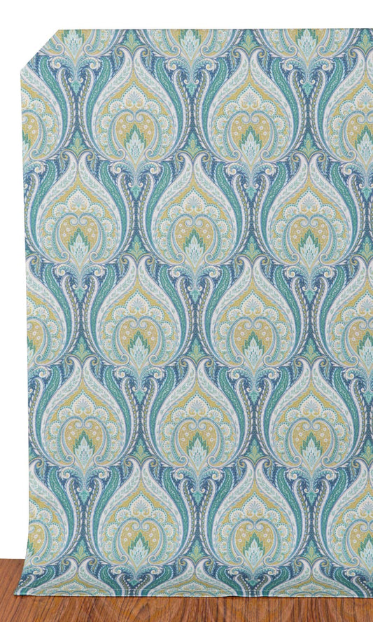 Floral Damask Roman Blinds (Blue/ Green)