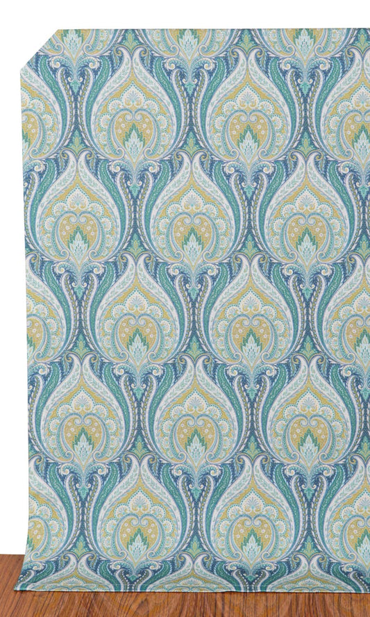 Floral Damask Home Décor Fabric By the Metre (Blue/ Green)