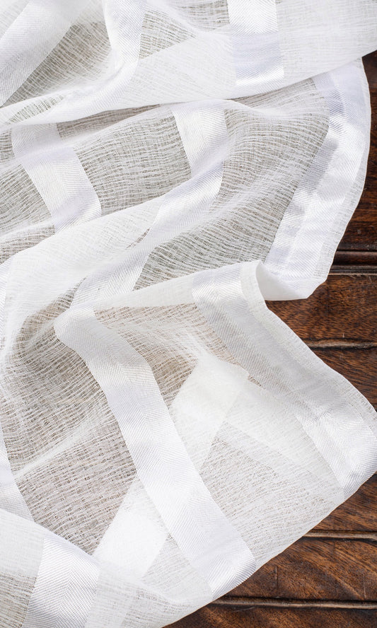 Striped Sheer Home Décor Fabric By the Metre (White)