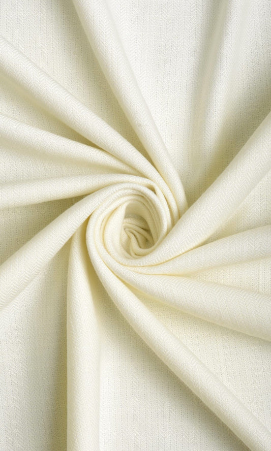 Herringbone Textured Home Décor Fabric Sample (White/ Cream)