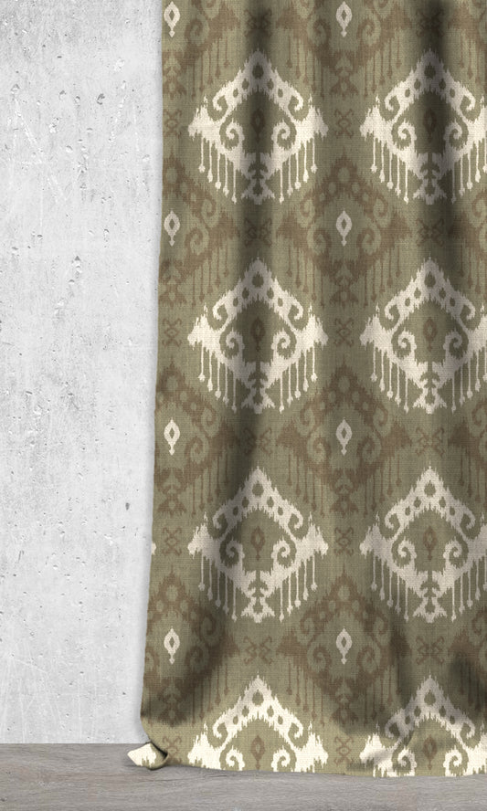 Ikat Print Roman Shades/ Blinds (Moss Green)